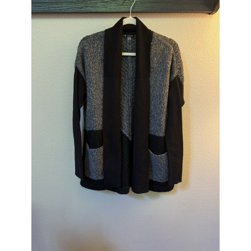 Smartwool MOON RIDGE Wrap Wool Blend Cardigan Gray Black Size Medium